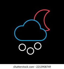 Moon cloud snow grain isolated vector icon on black background. Meteorology sign. Graph symbol for travel, tourism and weather web site and apps design, logo, app, UI