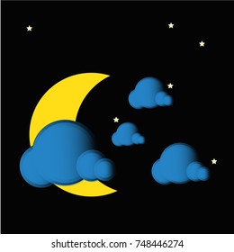 Moon Cloud and Star. Night vecto abstractr texture background