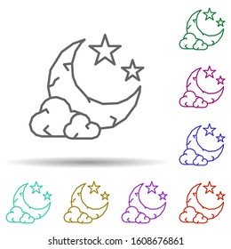 Moon, cloud, stars multi color style icon. Simple thin line, outline vector of dia de muertos icons for ui and ux, website or mobile application