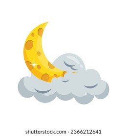 Moon and cloud vector colorful stickers Icon Design illustration. EPS 10 File