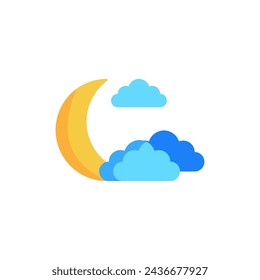 moon and cloud vector icon.cressentmoon sky night icon in trendy style isolated on white background. Website pictogram. Internet symbol for your web site design, logo, app, UI.