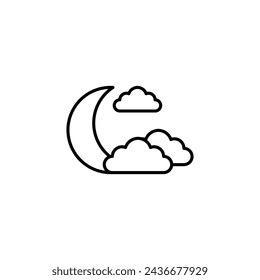 moon and cloud vector icon.cressentmoon sky night icon in trendy style isolated on white background. Website pictogram. Internet symbol for your web site design, logo, app, UI.