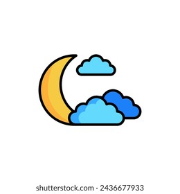moon and cloud vector icon.cressentmoon sky night icon in trendy style isolated on white background. Website pictogram. Internet symbol for your web site design, logo, app, UI.