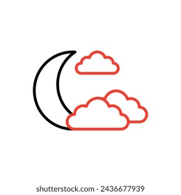 moon and cloud vector icon.cressentmoon sky night icon in trendy style isolated on white background. Website pictogram. Internet symbol for your web site design, logo, app, UI.