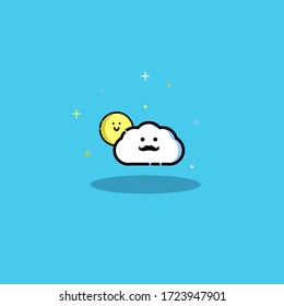 A moon and cloud vector illustration  