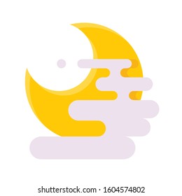 Moon and cloud vector illustration, Chinese New year flat icon