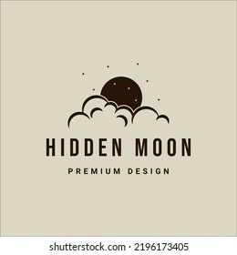 moon with cloud vector logo vintage minimalist illustration template icon graphic design. lunar with star sign or symbol with simple retro style