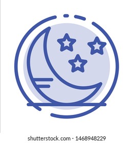 Moon, Cloud, Weather Blue Dotted Line Line Icon. Vector Icon Template background