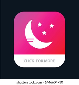 Moon, Cloud, Weather Mobile App Button. Android and IOS Glyph Version