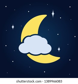 Moon and Cloud Yellow moon Vector icon