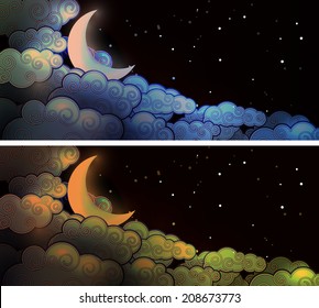 Moon and clouds