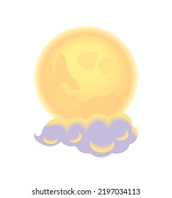 moon and clouds asian style, icon isolated