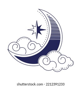 moon and clouds astrology icon isolated