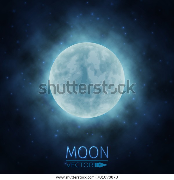 \
Moon in Clouds.\
The Background of the Moon in the Starry Sky. Moonlight in the\
Night Sky. Vector\
Illustration.