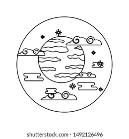 Moon and clouds design, Night bedtime sky space moonlight nature and space theme Vector illustration