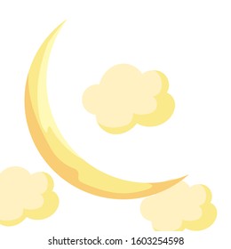 Moon and clouds design, Night bedtime sky space moonlight nature light and lunar theme Vector illustration