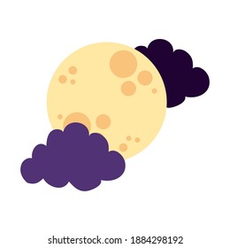 diseño de ilustraciones vectoriales de iconos de estilo plano de luna y nubes