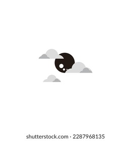 Moon, clouds geometric symbol simple logo vector