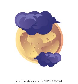 luna con nubes para halloween en diseño de ilustración vectorial de fondo blanco