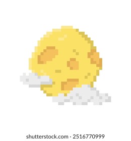 The moon with clouds for Halloween. Pixel 8bit style