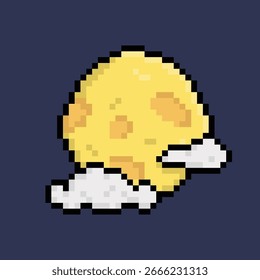 A lua com nuvens para o Halloween. Estilo de pixel de 8 bits