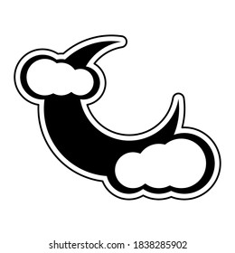 Moon and clouds. Halloween season icon - Vector