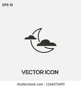 Moon and clouds, Halloween vector icon illustration.Light backround.Premium quality.