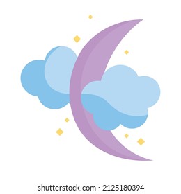 icono de luna y nubes aislado