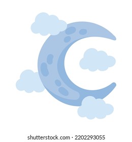 moon and clouds icon isolated white background