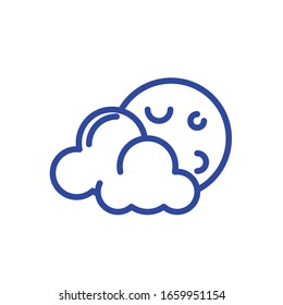Mond- und Wolkensymbol auf weißem Hintergrund, Linienstil, Vektorillustration