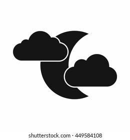 Moon and clouds icon in simple style isolated vector illustration