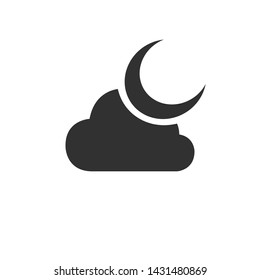 Moon, clouds icon. Sleep dreams symbol. Night or bed time sign. Flat sign on white background. Vector