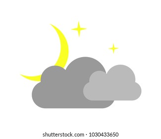 Moon with clouds icon vector illustration 