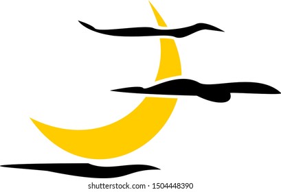 Moon with clouds icon vector illustration