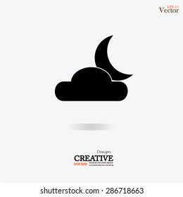 Moon and clouds icon.moon and cloud.night concept.vector illustration.