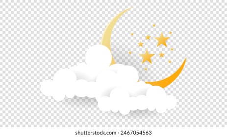 Moon and clouds isolated on a transparent background , illustration Vector EPS 10