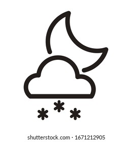 moon with clouds, line style icon vector illustration design