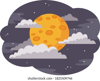 Moon in the clouds, night sky