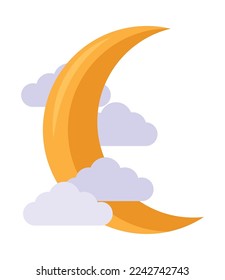 moon and clouds on white background