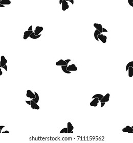 Moon and clouds pattern repeat seamless in black color for any design. Vector geometric illustration