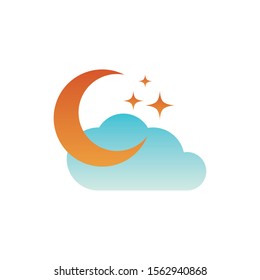 moon clouds star fantasy gradient style vector illustration