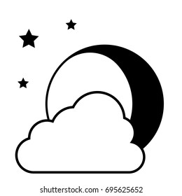 Moon, clouds and stars