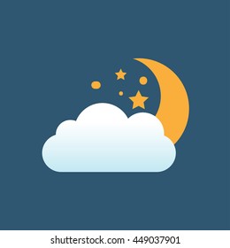Moon, clouds and stars icon