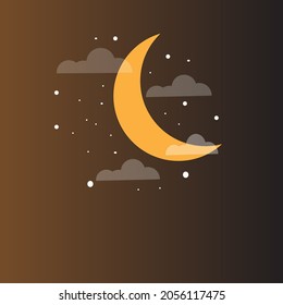 Moon clouds and stars purple background design Free Vector
