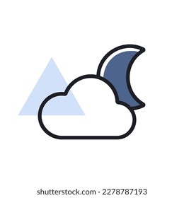 Moon and clouds vector icon. Meteorology sign. Graph symbol for travel, tourism and weather web site and apps design, logo, app, UI