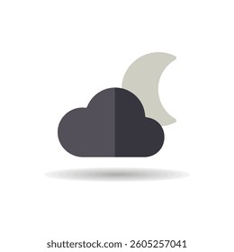 Moon and clouds vector icon. Meteorology sign. Graph symbol for travel, tourism and weather web site and apps design, logo, app, UI