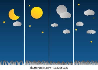 Moon and clouds. Vector illustration