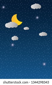 Moon and clouds. Vector illustration