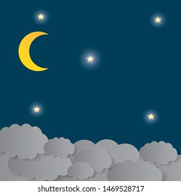 Moon and clouds. Vector illustration
