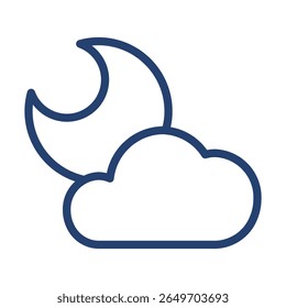 Moon cloudy icon flat illustration outline logo